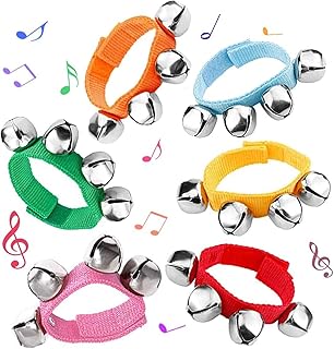 POPLAY 6 PCS Jingle Bells, Adjustable Wrist Band, Multicolor | Percussion Instruments, Wrist Bells, Baby Music Rattle Toys, Birthday Party Favors