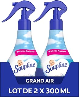 Soupline, Laundry Fragrance Mist, Air Freshener, Pack of 2 x 300 ml | Water-based textile deodorising spray, instantly freshens your clothes and linens without leaving stains