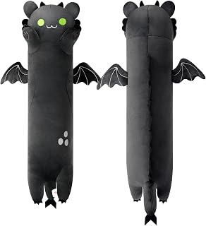PEACH CAT Long Dragon Cat Plush Pillow Cute Dragon Cat Stuffed Animal for Boys and Girls Black 19.6"