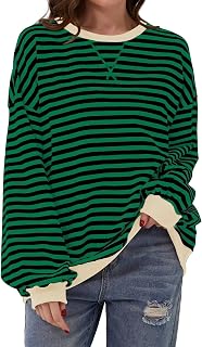 DUOEASE Y2K Women's Oversized Sweatshirt Elegant Striped Long Sleeve Top