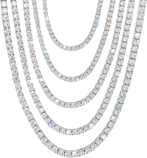 4.59-112 CT Moissanite Tennis Necklaces for Men, 2mm, 14IN, D Color VVS1