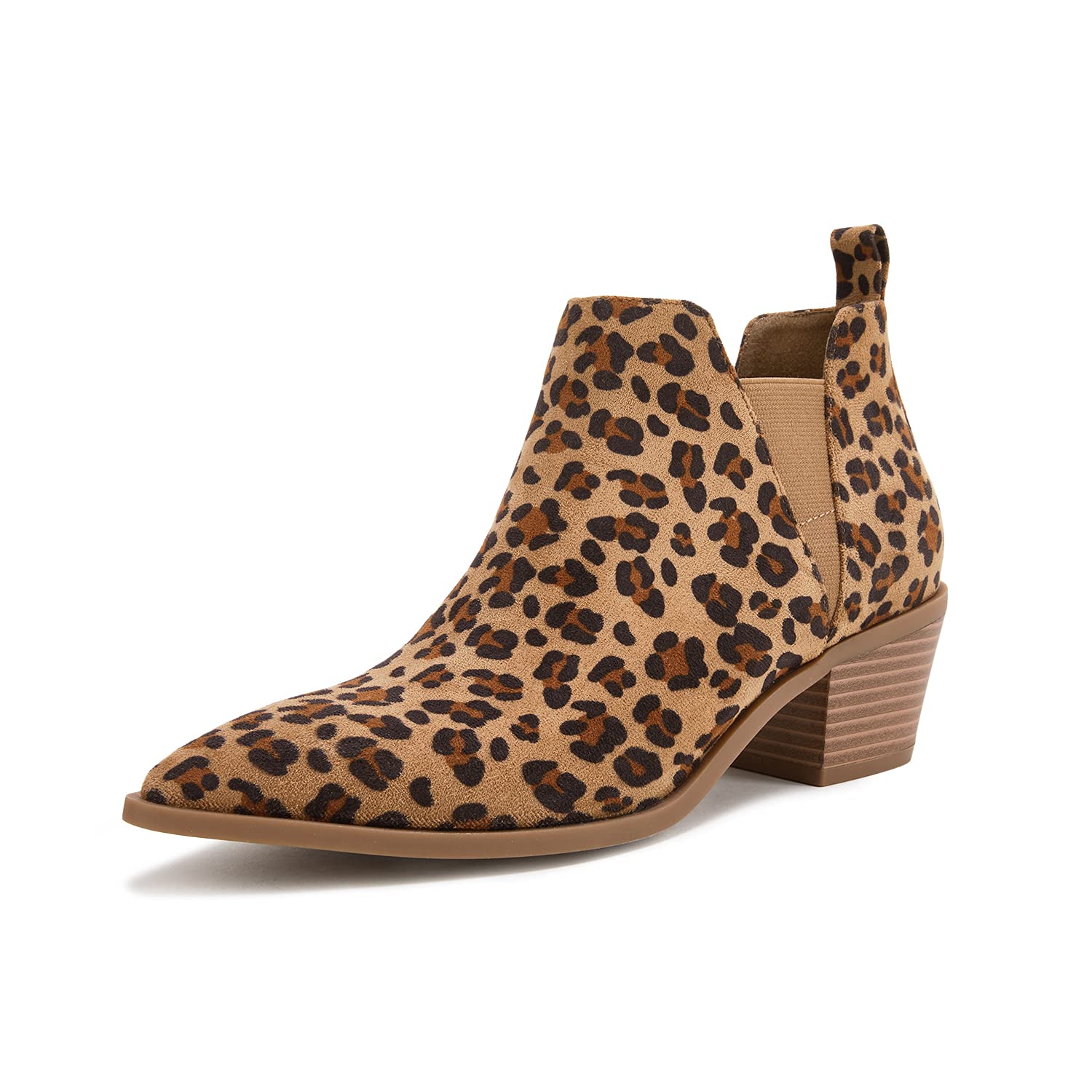 Booties for Women Stacked Chunky Heel Ankle Boots Slip on Western Low Heel Chels