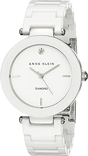 Anne Klein Women's Black Ceramic Bracelet Watch with Diamond Accent