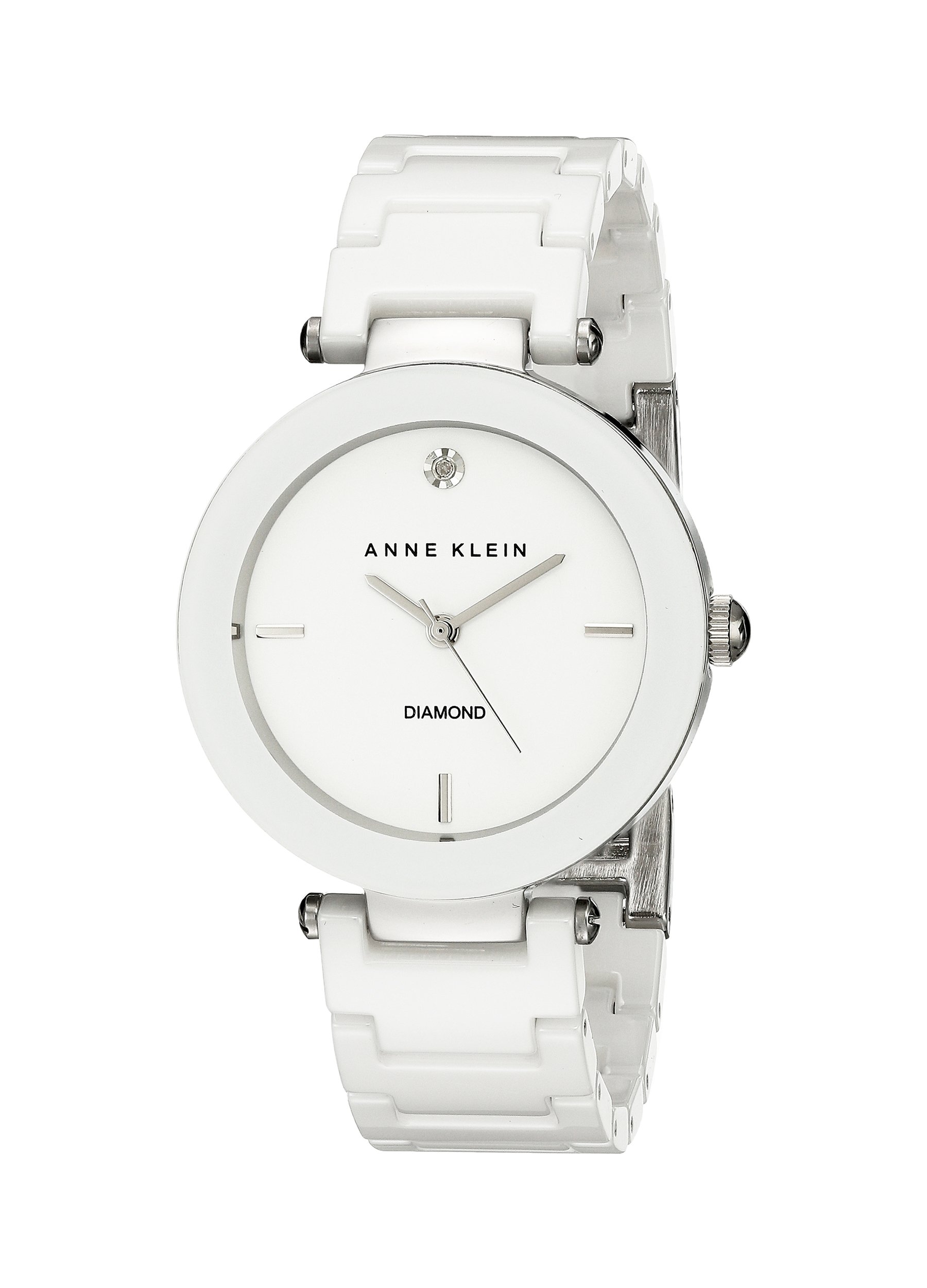 Anne Klein Women's Black Ceramic Bracelet Watch with Diamond Accent