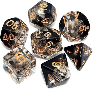 DND Dice Set 7Pcs Transparent Mix Black Cloud Dice for Dungeon and Dragons D&D RPG Role Playing Games Polyhedral Dice