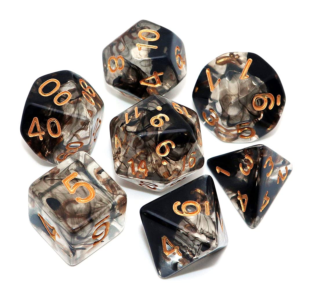 DND Dice Set 7Pcs Transparent Mix Black Cloud Dice for Dungeon and Dragons D&D R