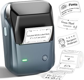 NIIMBOT B1 Label Maker, 2Inch Bluetooth Label Printer for Home, Blue | Label Maker Machine Support Smartphones & PC for Small Business, School, Office, Came with 1 Roll White Label(2x1.2'')