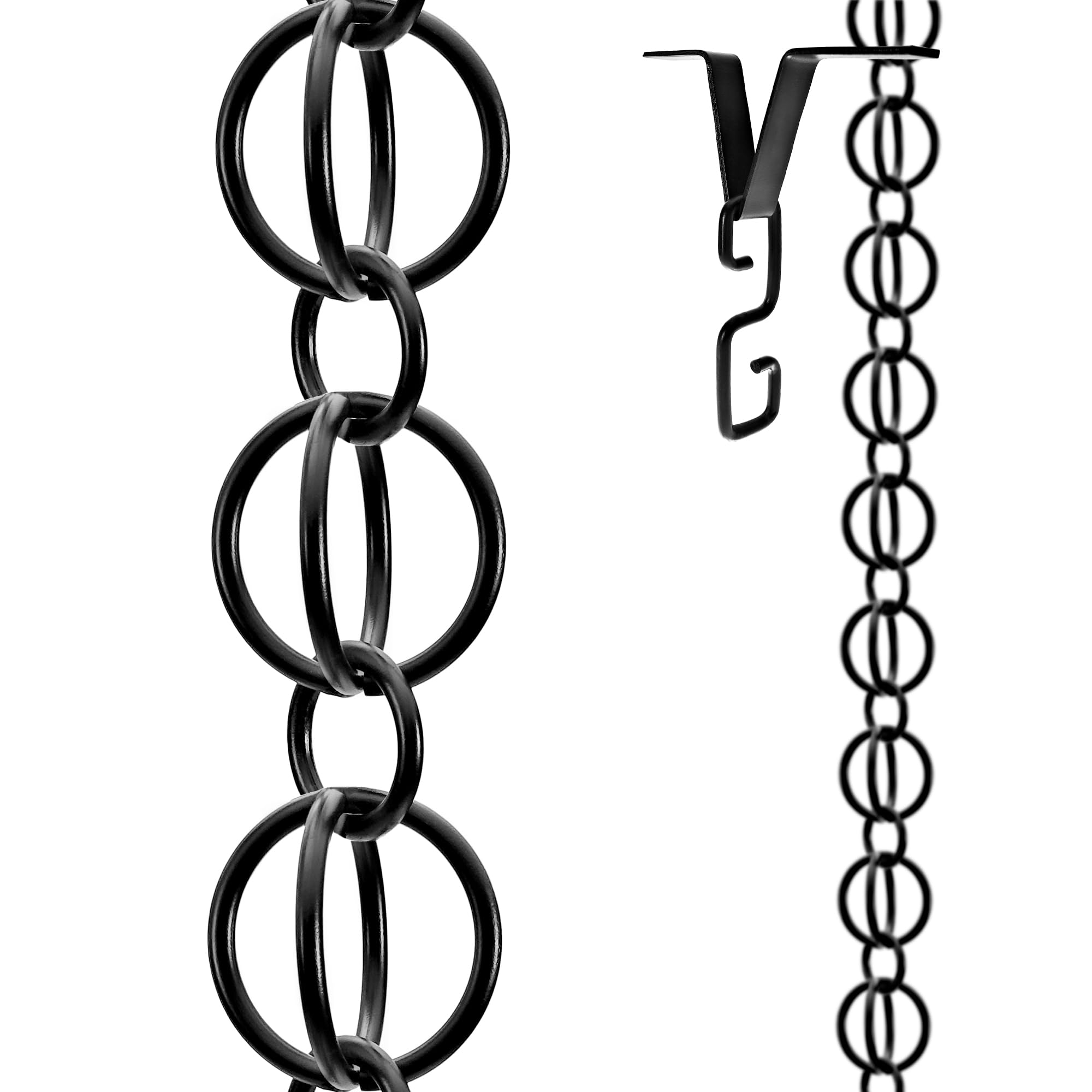 VMSIXVM 8.5 ft Aluminum Rain Chain for Gutter Outside, 2.6in Big Ring Link | 90 