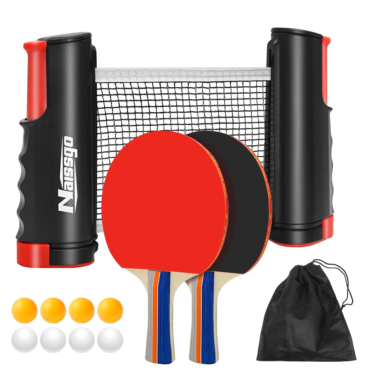 Naissgo Table Tennis Set, Professional Table Tennis Bat Set, Quick Setup Table T