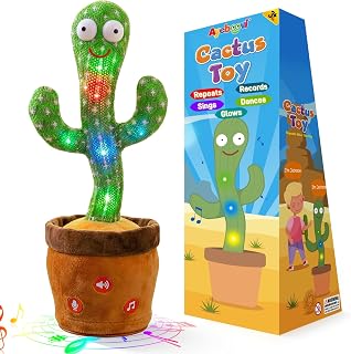 Ayeboovi Dancing Talking Cactus for Baby Toddler Toys, Light‑Up Repeating Singing Mimicking Cactus Toy with 120 Songs, Great Gifts & Stocking Stuffers for Kids, Boys & Girls 18 Months+