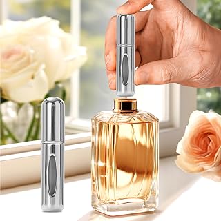 5ml Mini Perfume Bottle Travel Portable Refillable Travel Friendly Spray Container Fragrance Compact Cosmetic Container Silver
