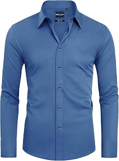 Alimens & Gentle Camicia da uomo antimacchia, vestibilità aderente, con