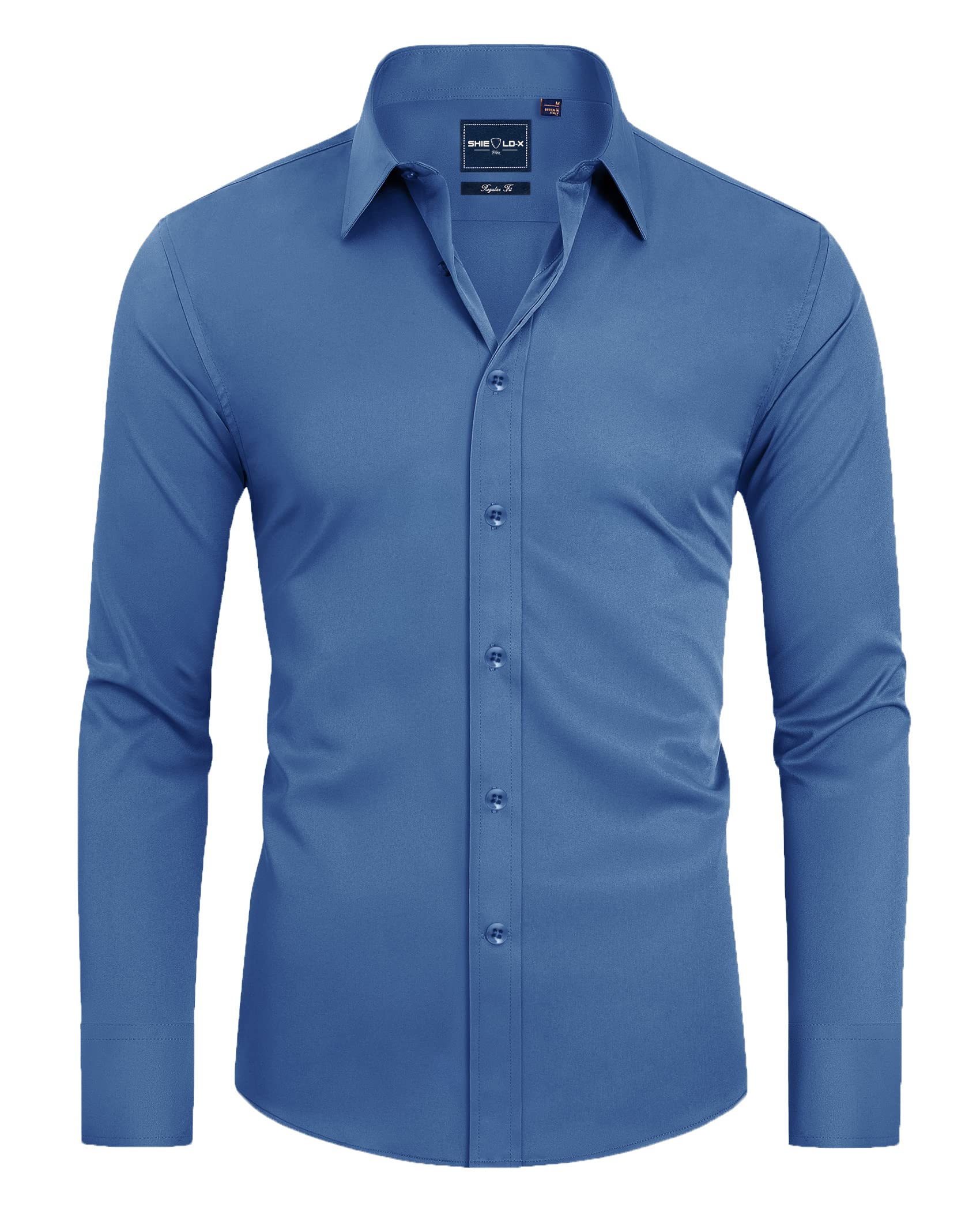 Alimens & Gentle Camicia da uomo antimacchia, vestibilità aderente, con