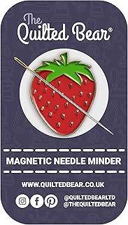 The Quilted Bear Magnetic Needle Minder, Small, Strawberry | Enamel Needle Keeper for Embroidery & Cross Stitch, Secure Holder for Sewing Needles & Pins, Strong Magnet, Sewing Accessory