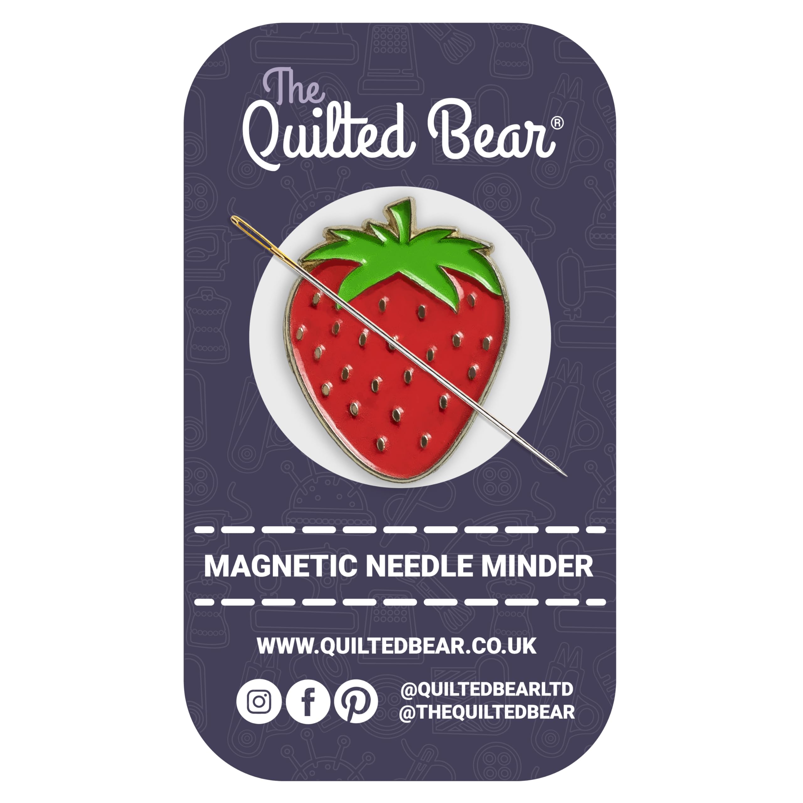 The Quilted Bear Magnetic Needle Minder, Small, Strawberry | Enamel Needle Keepe