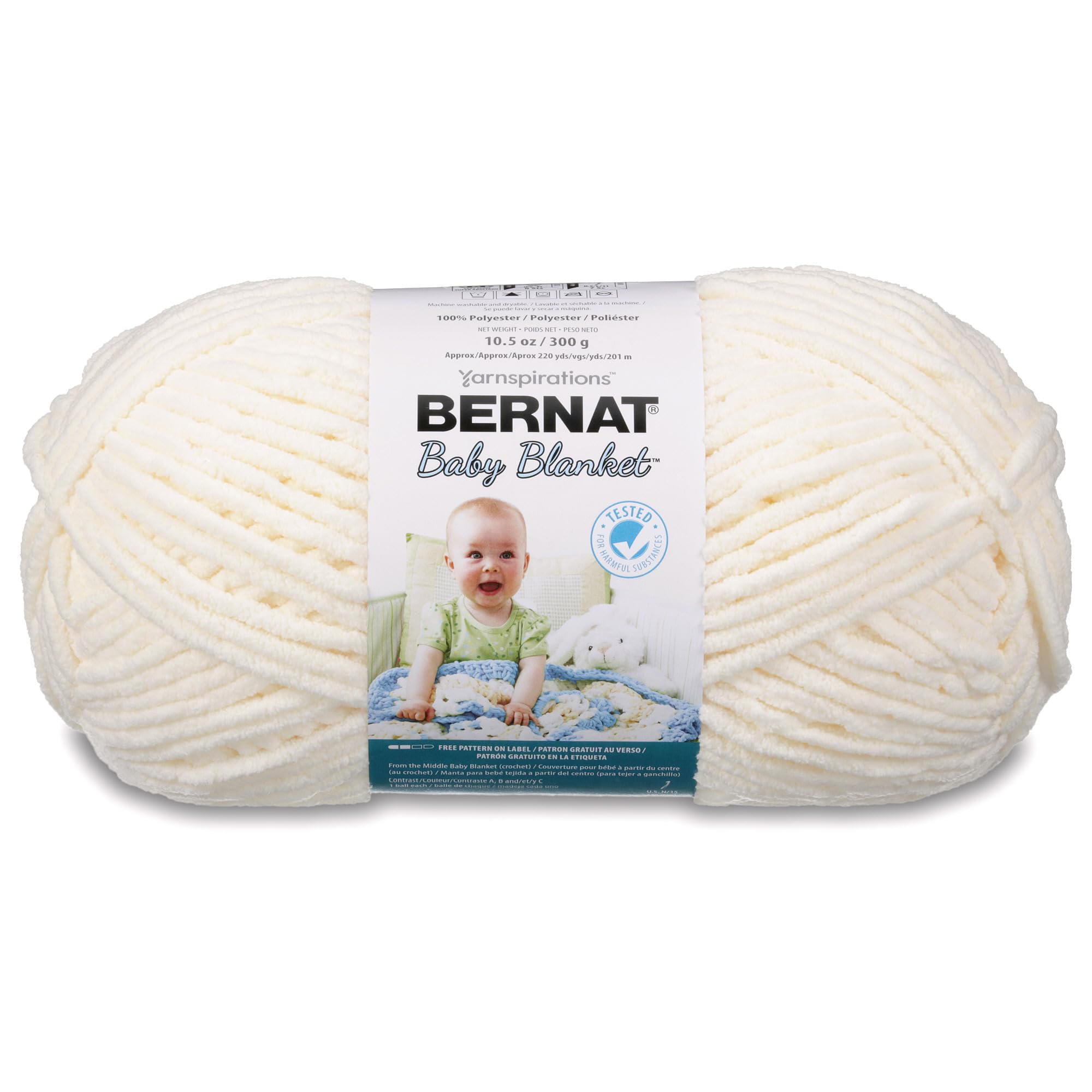 Bernat Baby Blanket Big Ball Vanilla | #6 Super Bulky Yarn, 100% Polyester, Soft