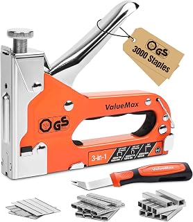 ValueMax Heavy Duty 3-in-1 Staple Gun with 3000 Staples & Remover | TÜV GS Tested, Adjustable Force, Metal Body, Type 140/28/8 Staples Compatible, Staple Remover, Upholstery, Carpentry & DIY