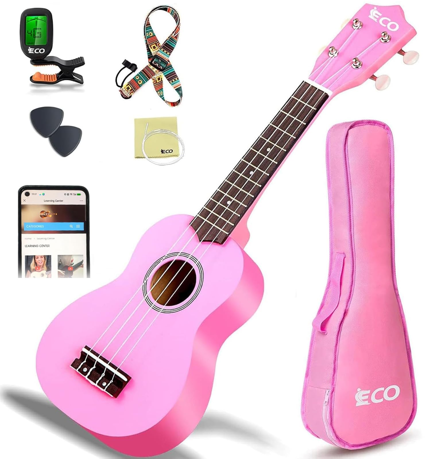 Soprano Ukulele Beginner Kit 21 Inch with Free Online Lesson Fast to Learn | for