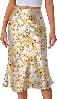 LYANER Women's Satin Silky Midi Skirt