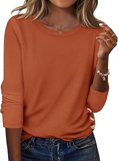 Zeagoo Women Tops 2025 Autumn Long Sleeve Shirts Round Neck Blouses Floral Tunic Blouses Button Decor