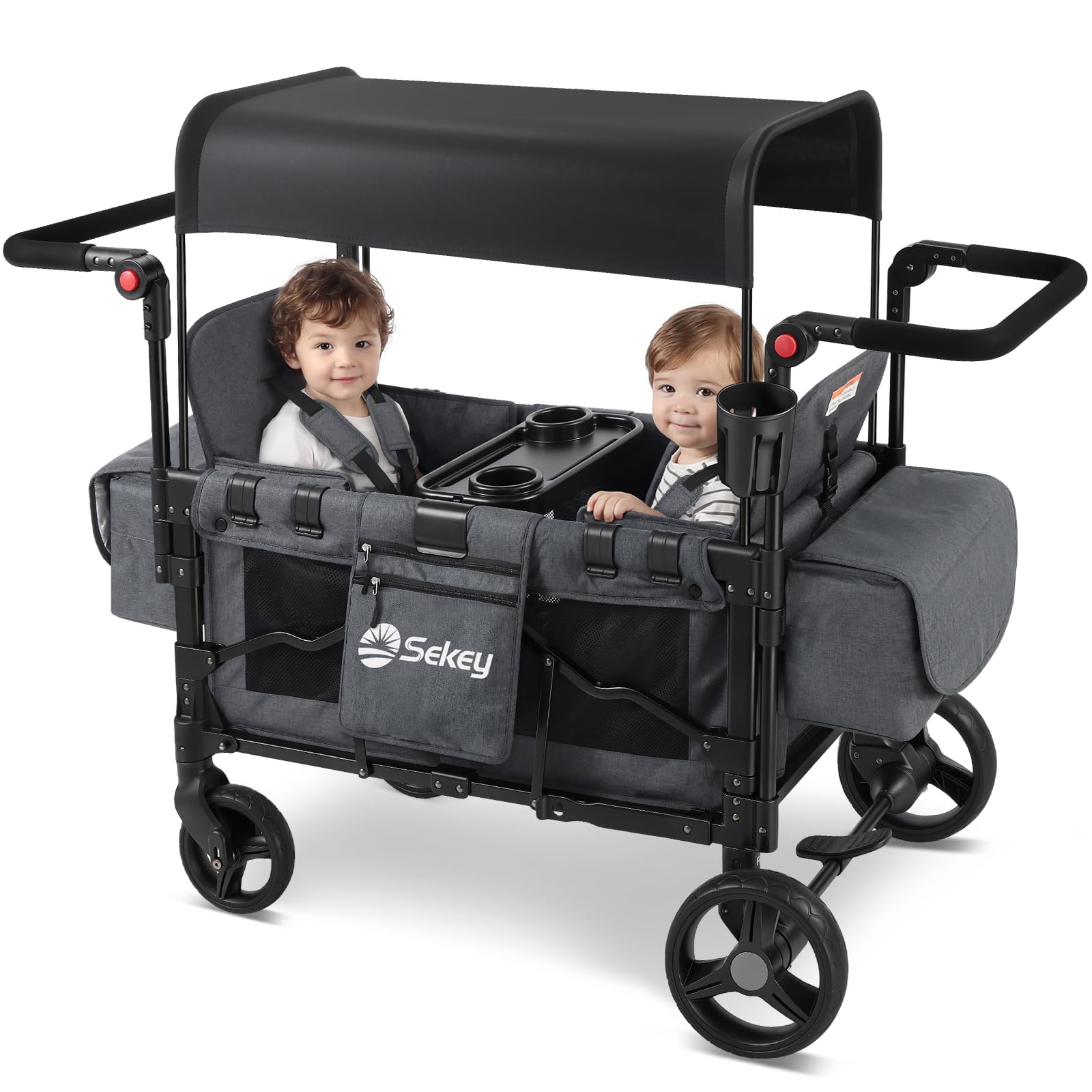Sekey Wagon Stroller for 2 Kids, Luxury 4-in-1 Stroller Wagon - Premium Quality 