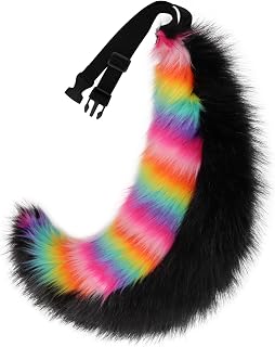 COSYEARS Faux Fur Animal Fox Wolf Tail Fursuit Furry Handmade Fluffy Plush Costume Accessories Halloween Party