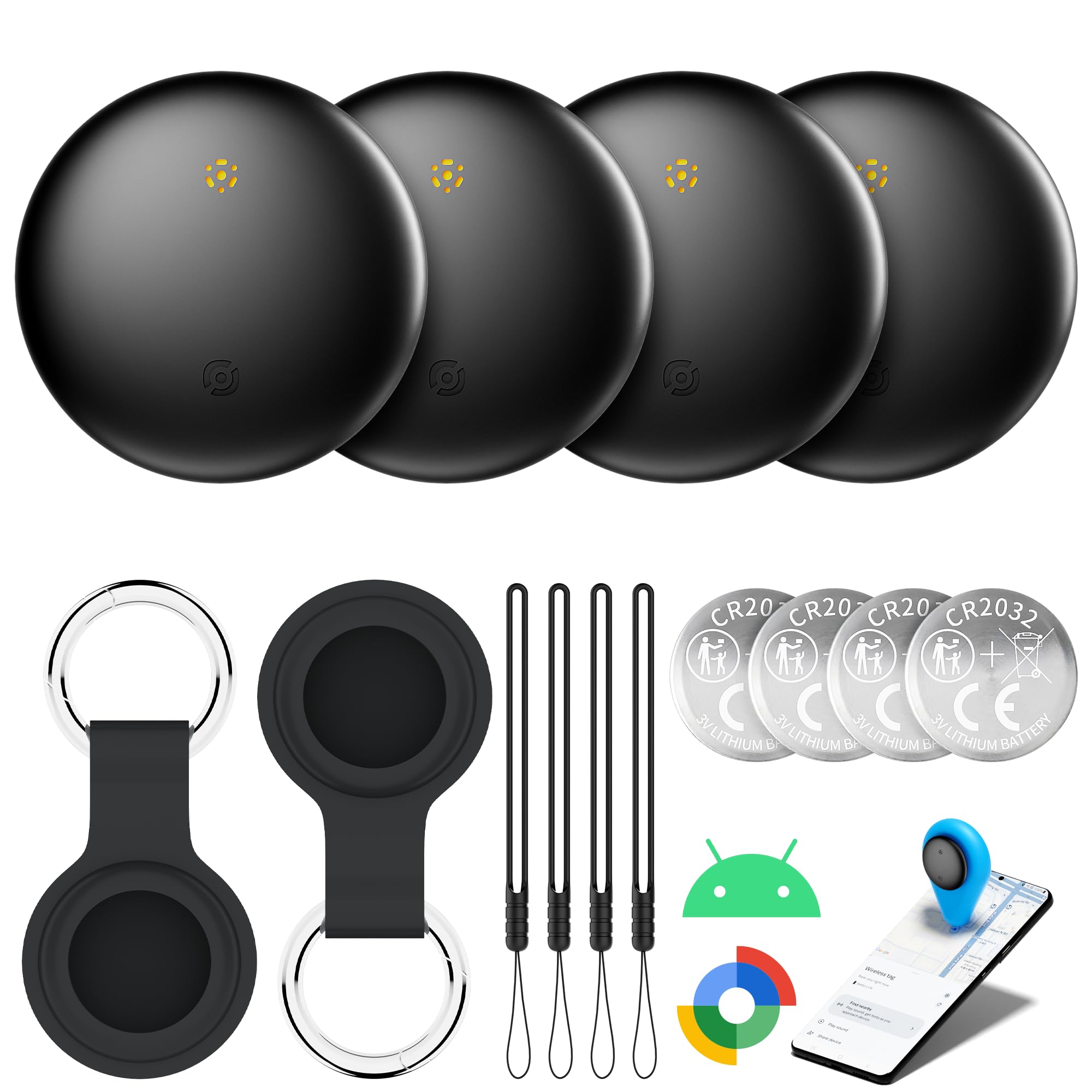 Air Tracker Tags-4 Pack Bluetooth Smart Tracker for Android & Samsung | 3-Year B