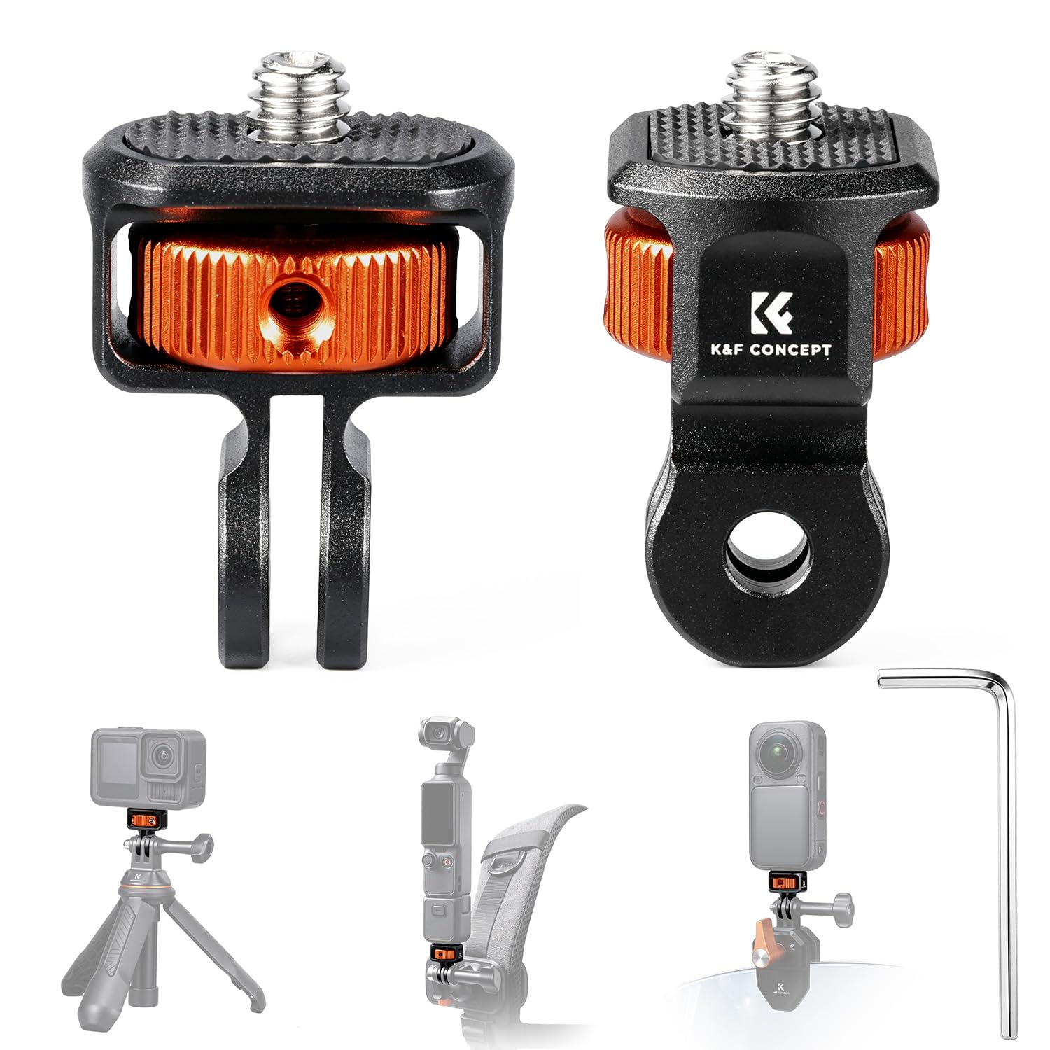 K&F CONCEPT 2 Pack 1/4" Action Camera Mount Adapter, Tripod Mount Adapter | For 