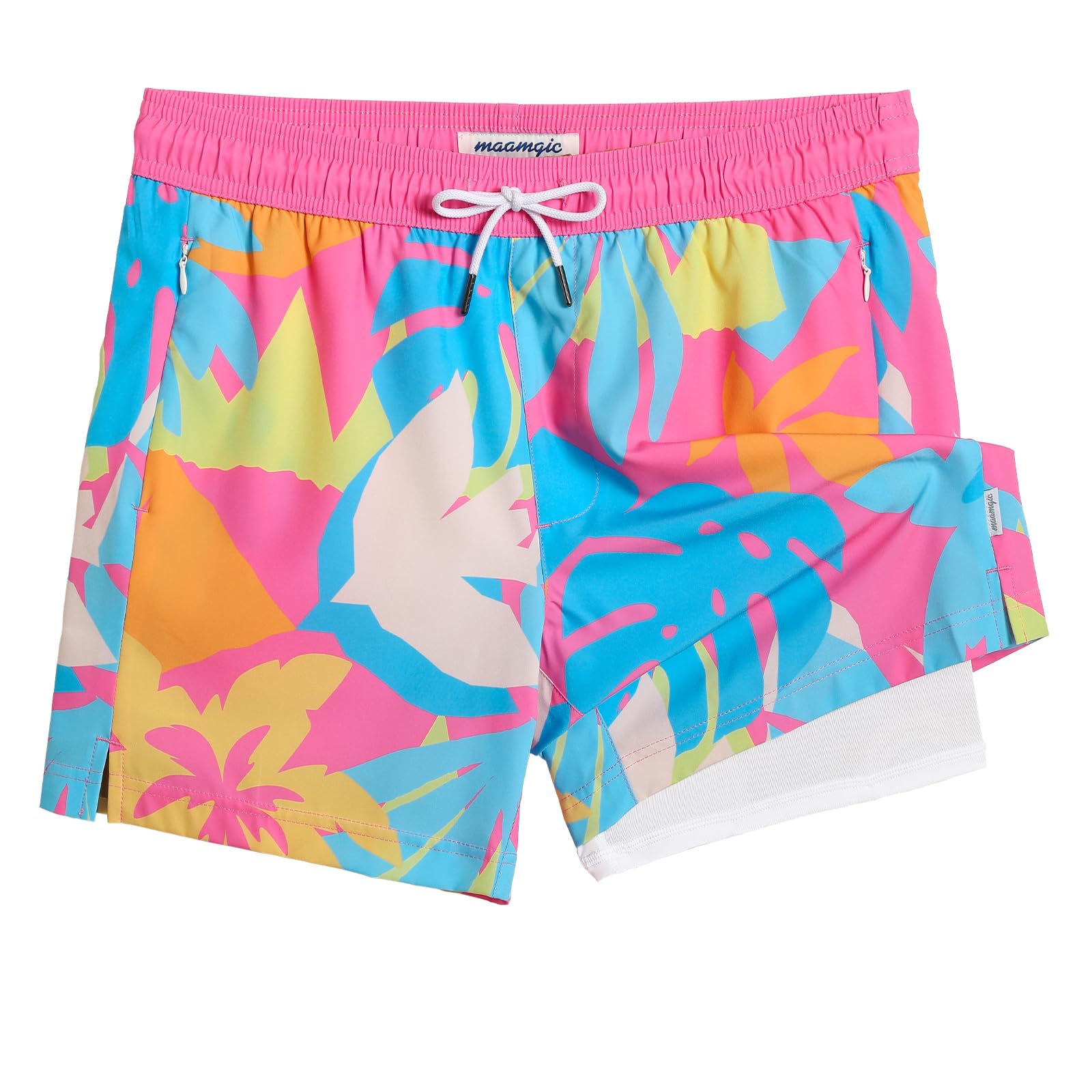 maamgic Men's 5.5 Inches Swim Trunks with Compression Lining Quick Dry Beach Sho