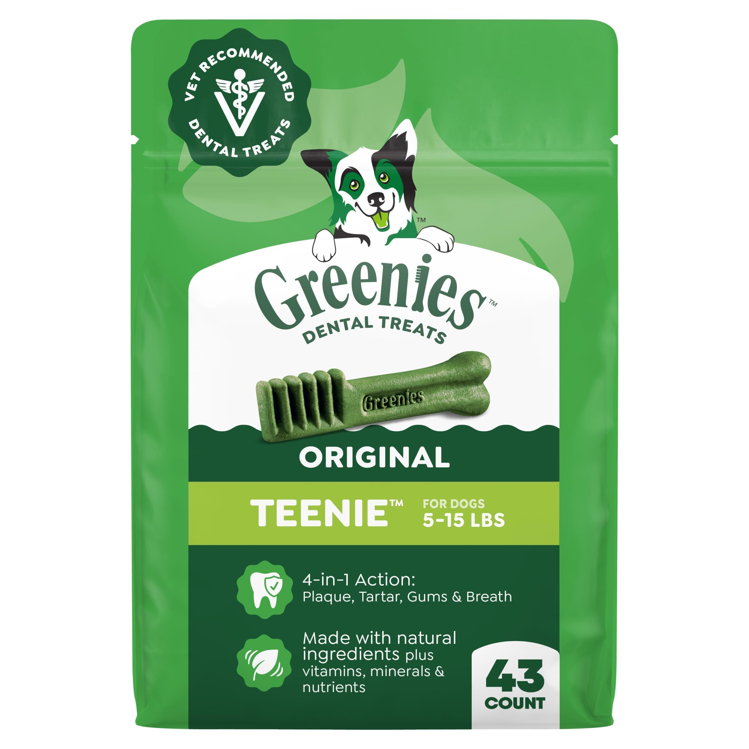 Greenies Teenie Original Natural Dental Dog Treats, Chicken, 43 Count | Veterina