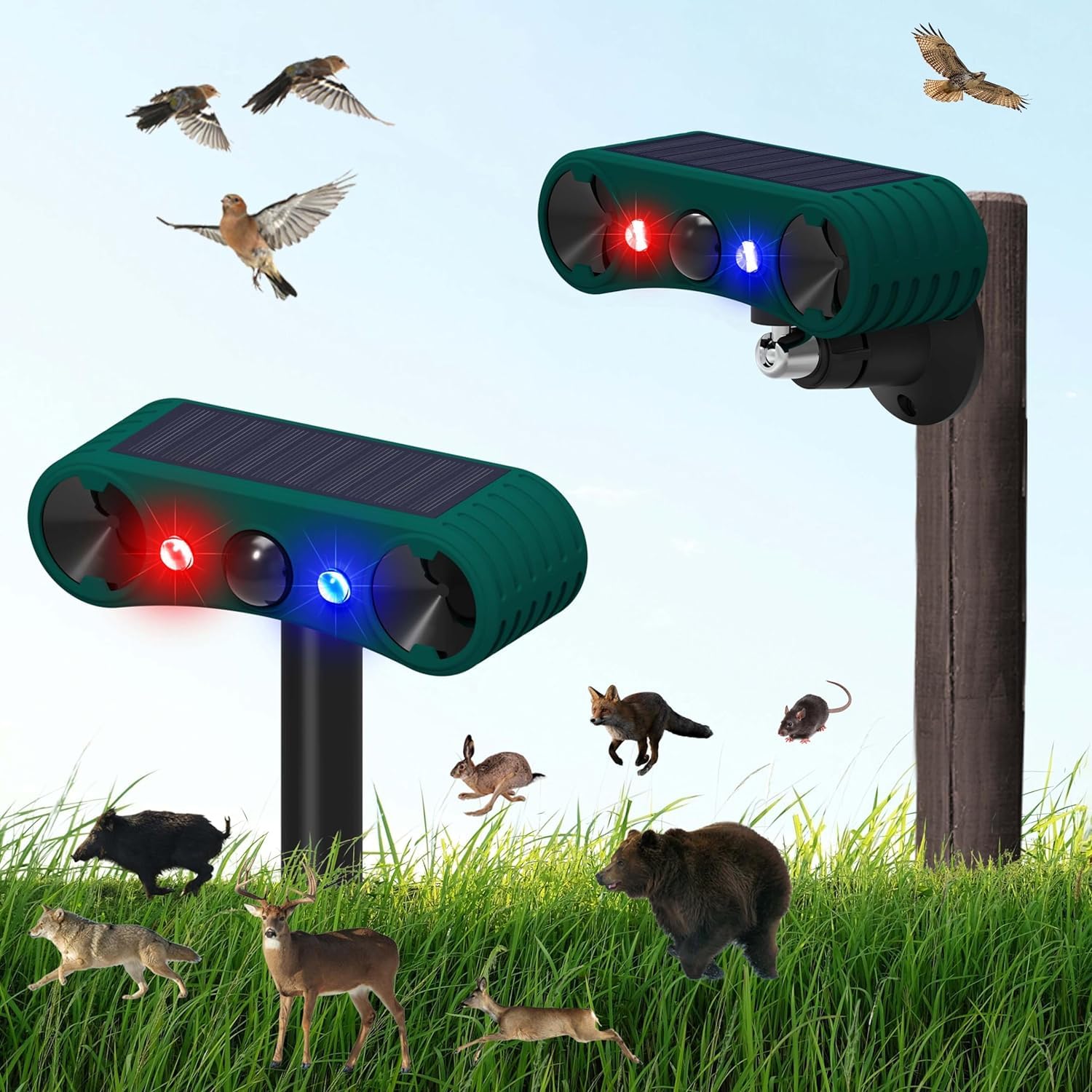 Solar Indoor Outdoor Motion Sensor Alarm,WONFAST 129db Dual Loud Siren Solar Inf
