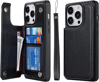 Cavor for iPhone 14 Pro Wallet Case with Card Holder for Women Men, Black