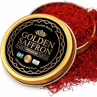 Golden Saffron, Finest Pure Premium All Red Saffron Threads, Grade A+, Highest Grade Saffron For Tea, Paella, Rice, Desserts, No artificial, No Preservatives (2 Grams)