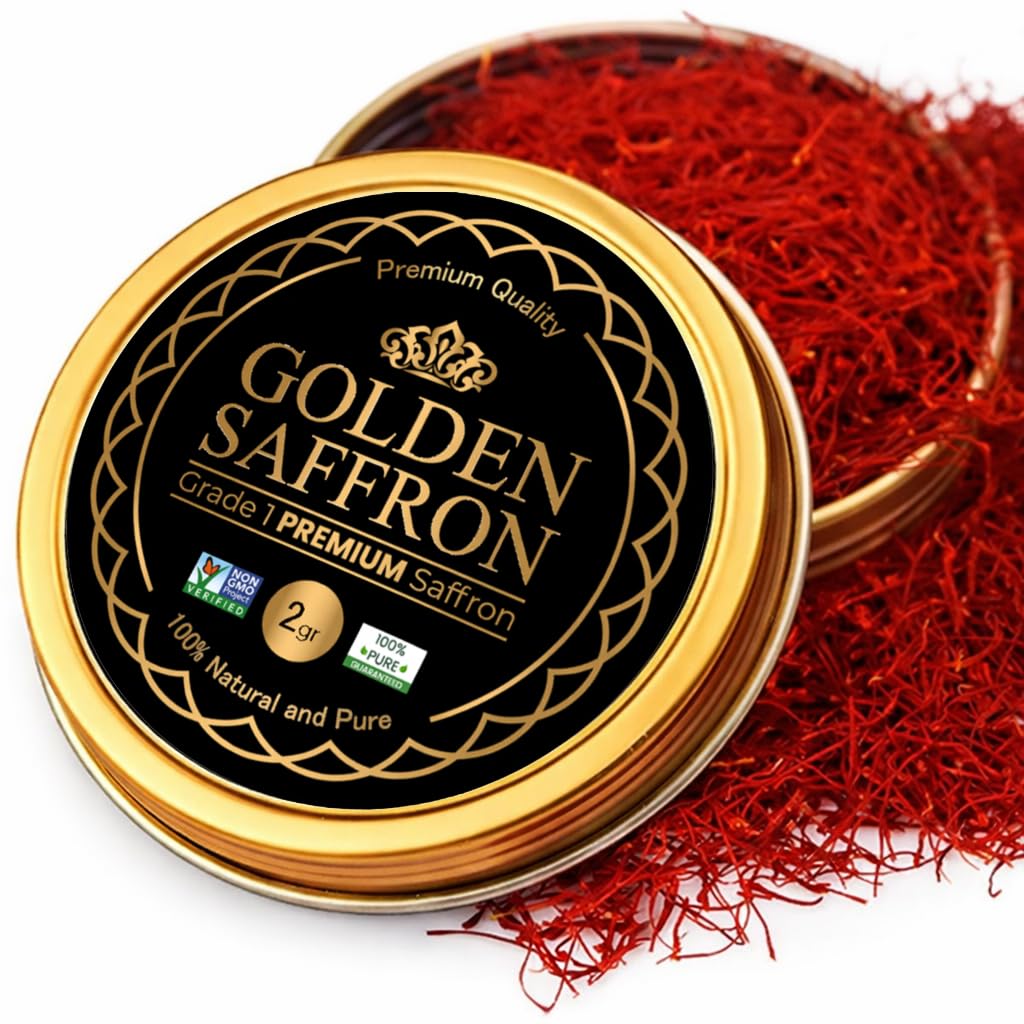 Golden Saffron, Finest Pure Premium All Red Saffron Threads, Grade A+, Highest G