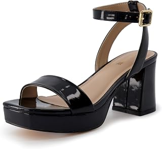 CUSHIONAIRE Women's Cherry Platform Dress Sandal + Memory Foam Wide, black patent