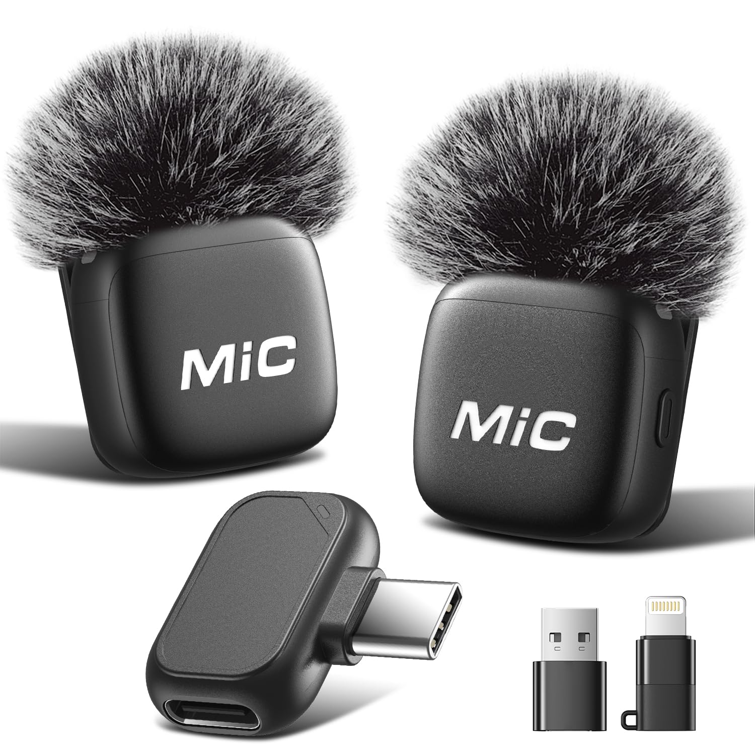 WARM BOX 2-Pack Mini Wireless Lavalier Microphone for iPhone, iPad, Android and 