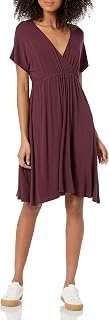 Amazon Essentials Women's Casual Surplice Dress for Beach and Wedding Guest Wear (Available in Plus Size)