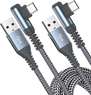 USB C Charging Cord Right Angle [2Pack 3FT] AviBrex 3.1A USB C Cable Type C Fast Charger Cable Nylon Cord for i Phone 18 17 16 15 Pro Max,Samsung S26 S25 S24 S23 to S8 Plus/Ultra/FE,A71/A54/A51/Note20
