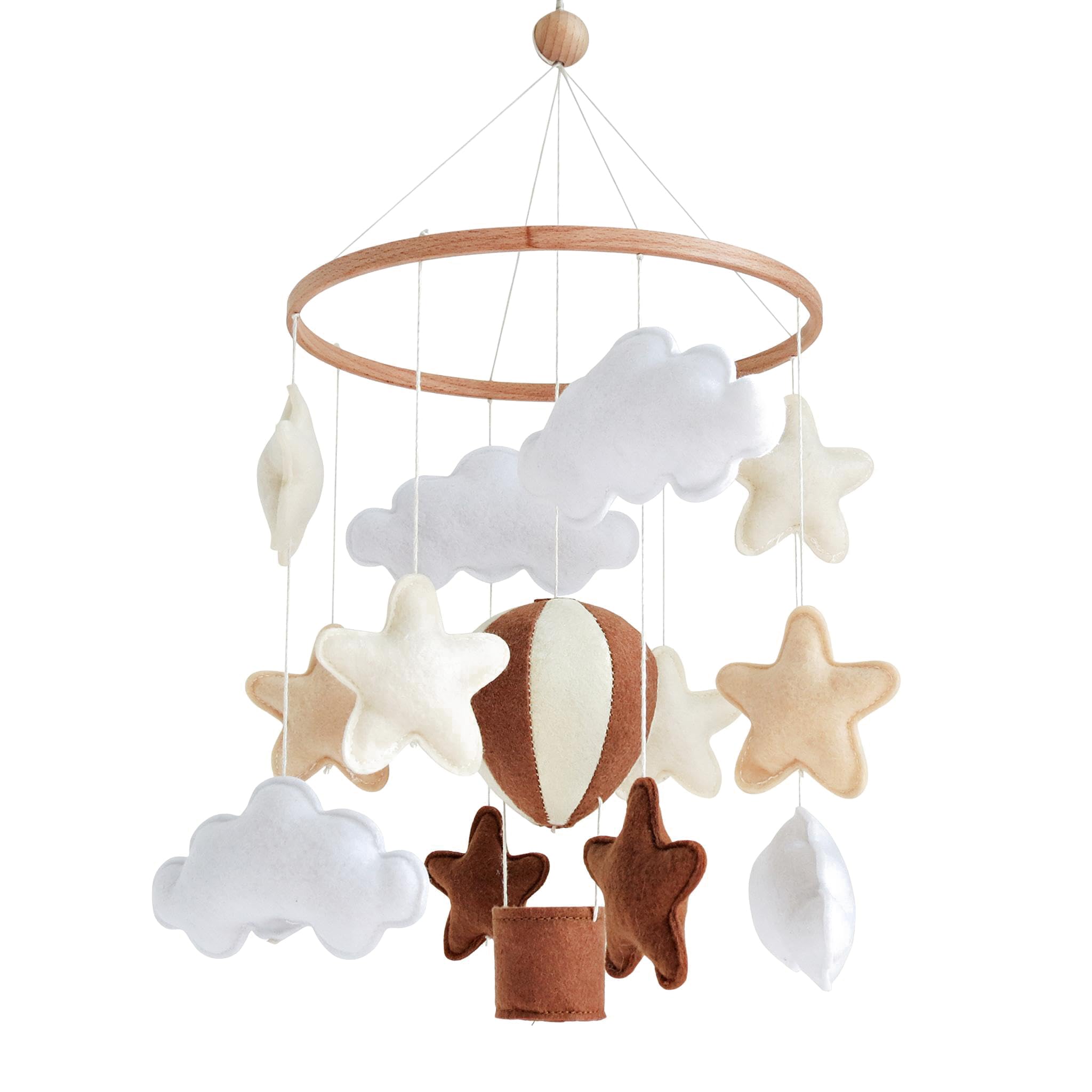 Neutral Hot Air Balloon Mobile for Crib Boho Baby Crib Mobile for Girls Boys Sta