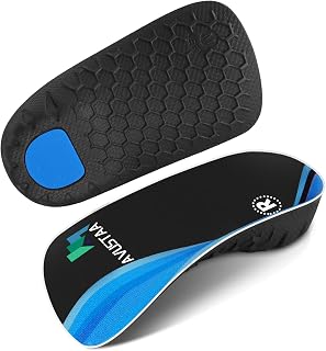 High Arch Support Insoles, 3/4 Orthopedic Inserts for Flat Feet, Plantar Fasciitis Relief, Overpronation, Shoe Insoles for Men, Women, Running, Black and Az