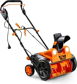 SuperHandy 120V Electric Snow Thrower, 18-Inch, LED Lights | 18-Inch corded snow thrower with LED lights for driveways and sidewalks; 120V 15A power supports home winter cleanup