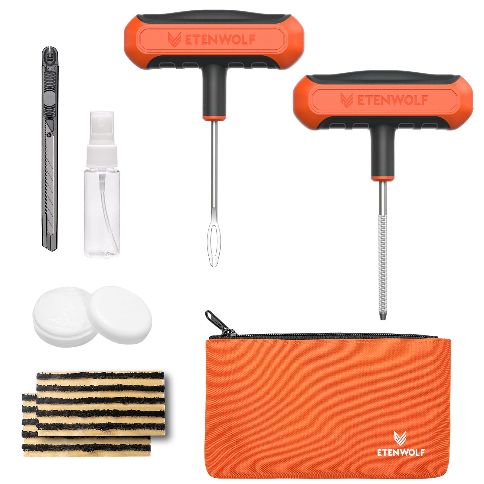 ETENWOLF Flat Tire Repair Kit with Plugs 16 Pcs, Heavy Duty Tire Plug Kit | for 