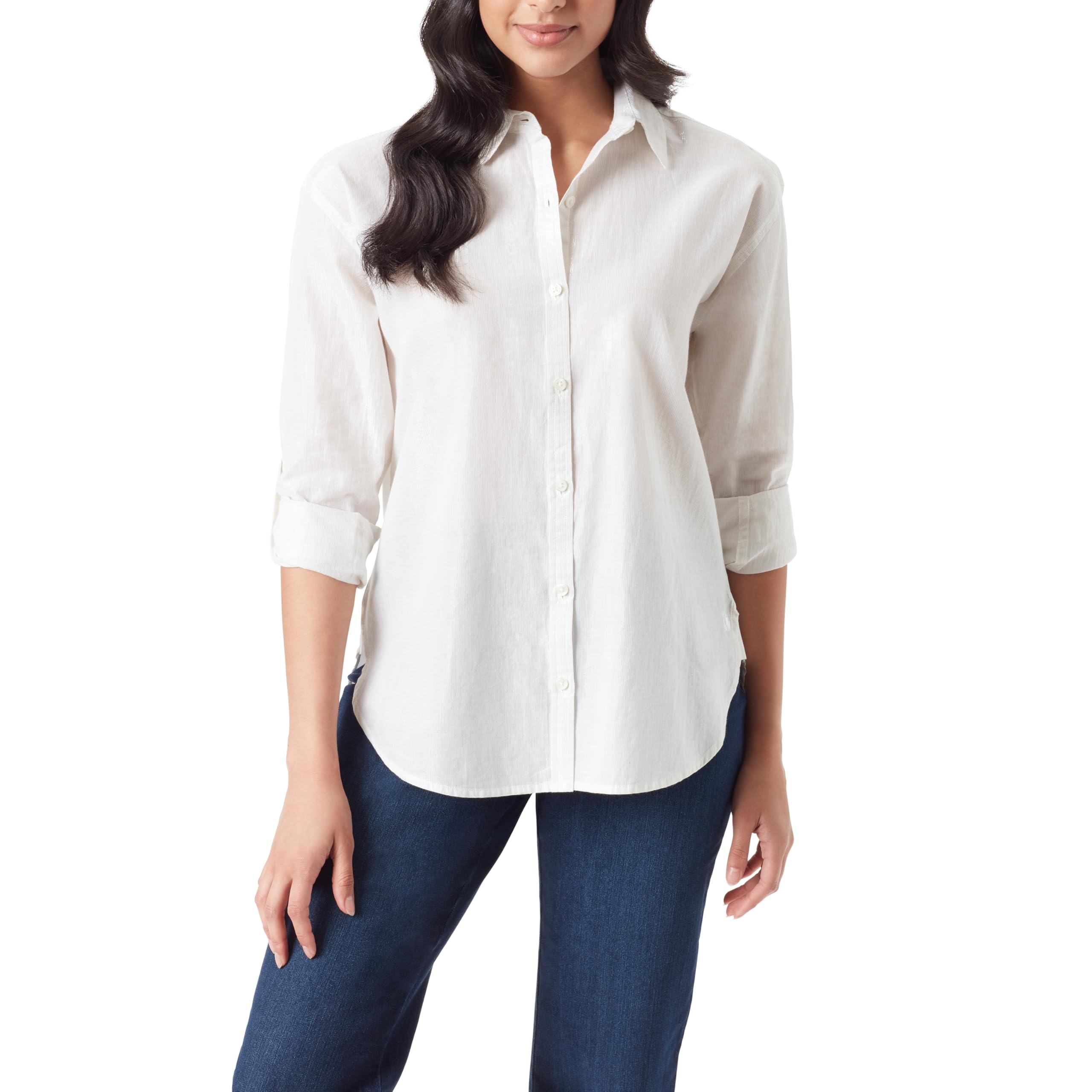 Gloria Vanderbilt Women's Amanda Button Down Shirt with Roll-tab Sleeves Standar
