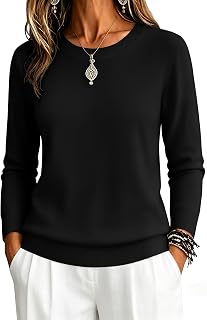 Zeagoo Fall Sweaters for Women Long Sleeve Crewneck Loose Fit Elegant Casual Basic Tops