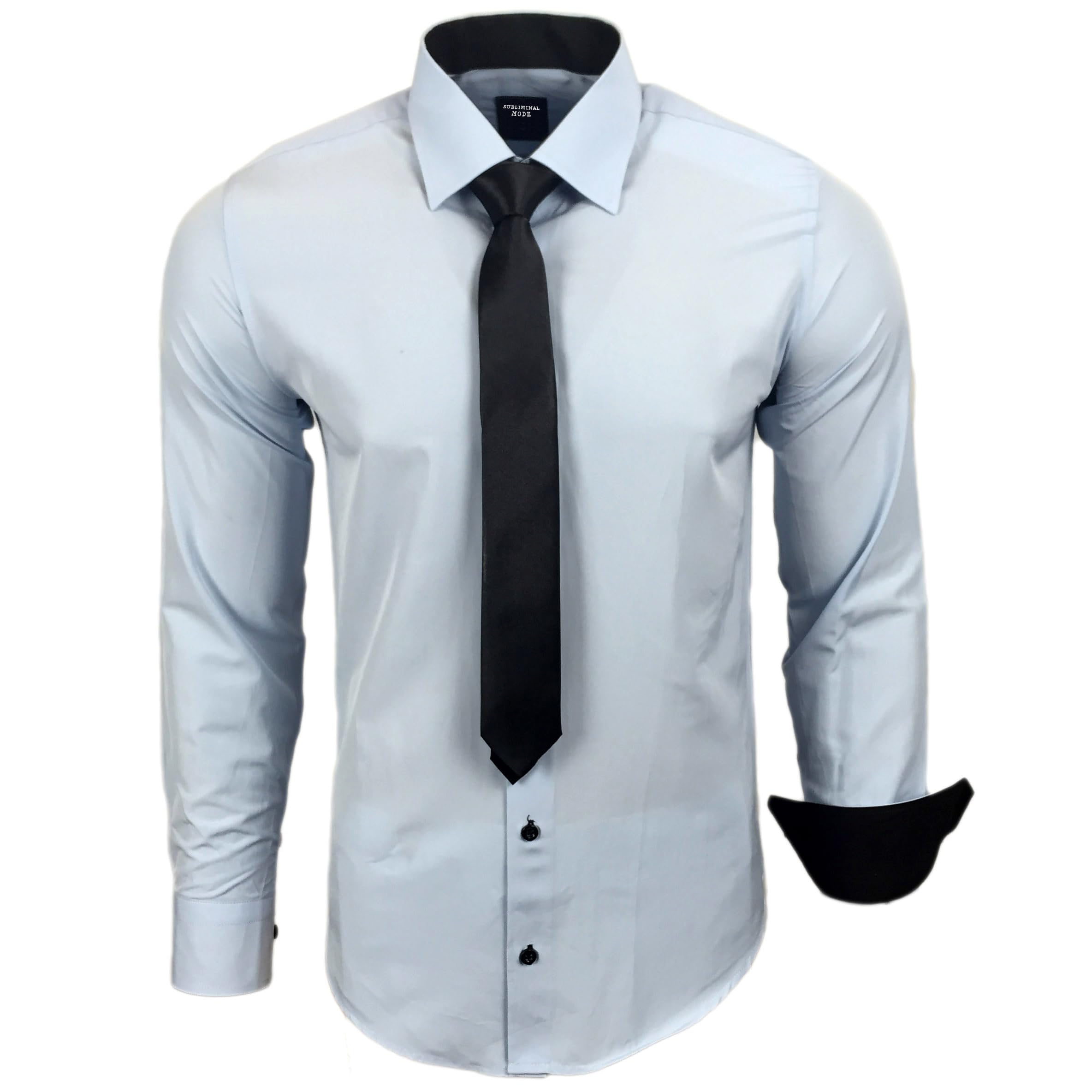 Subliminal Men's Easy Iron Shirt Plain Long Sleeve Slim Fit Christmas Valentine'