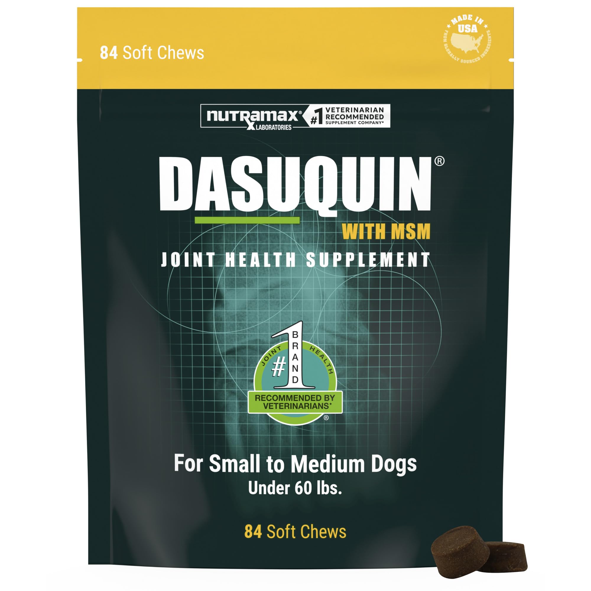 Nutramax Dasuquin MSM Joint Supplement, Small/Med Dogs, Soft Chews, 84ct | Gluco