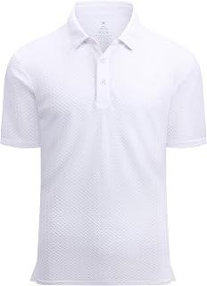 Alex Vando Mens Bubble Jacquard Polo Shirt Super Stretch Short Sleeve Polo Shirts for Men