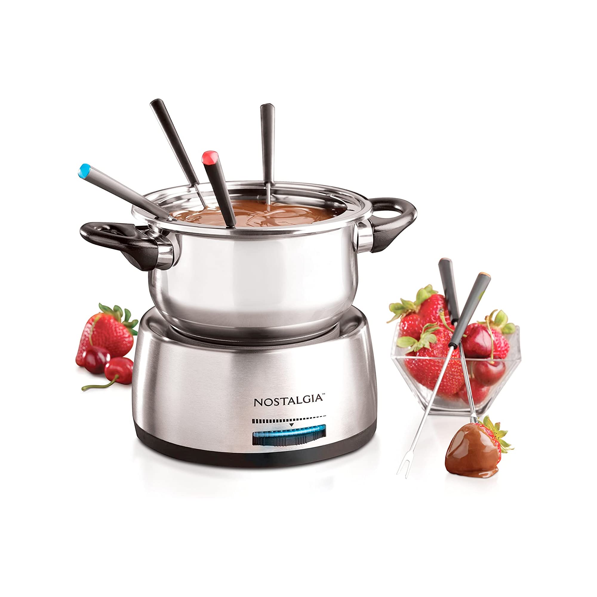 Nostalgia FPS200 6-Cup Stainless Steel Electric Fondue Pot with Temperature Cont