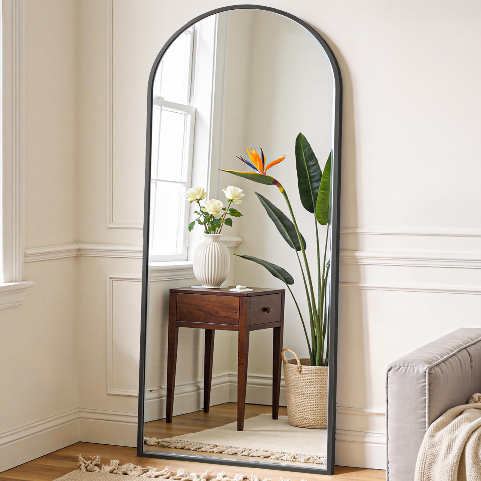 OLIXIS 64"x21.5" Arched Full Length Mirror with Stand, Body Mirror | Shatter-Pro