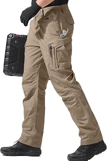 FREE SOLDIER Men's Outdoor Multi-Pocket Trousers Teflon Durable Cargo Work Trousers Water Repellent Tactical Pant Four Seasons Hiking Climbing Trousers